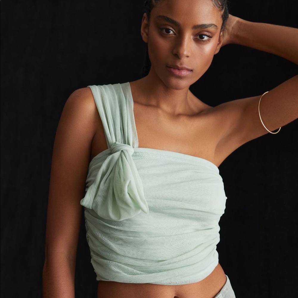 Anthropologie Tulle Bow Top Sz XLP